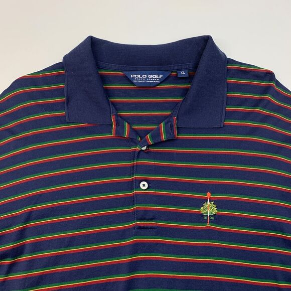 Ralph Lauren Polo Shirt Mens XL Extra Large Navy Golf Striped Pima Cotton Preppy - Picture 3 of 9